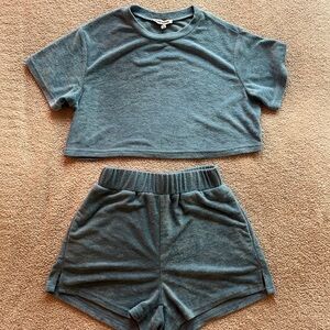 Sundry Women's Blue Terrycloth Coverup Set